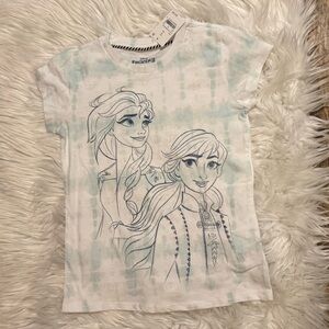 NWT Disney Frozen II Elsa & Anna Tie‎ Dye Graphic Tee Girls Size 7/8 Medium